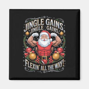 Funny Santa Christmas Gym Workout Motivational Fle Magnet