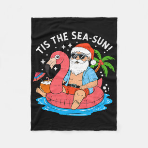 Funny Santa Christmas In July Funny Summer Xmas Me Fleece Blanket