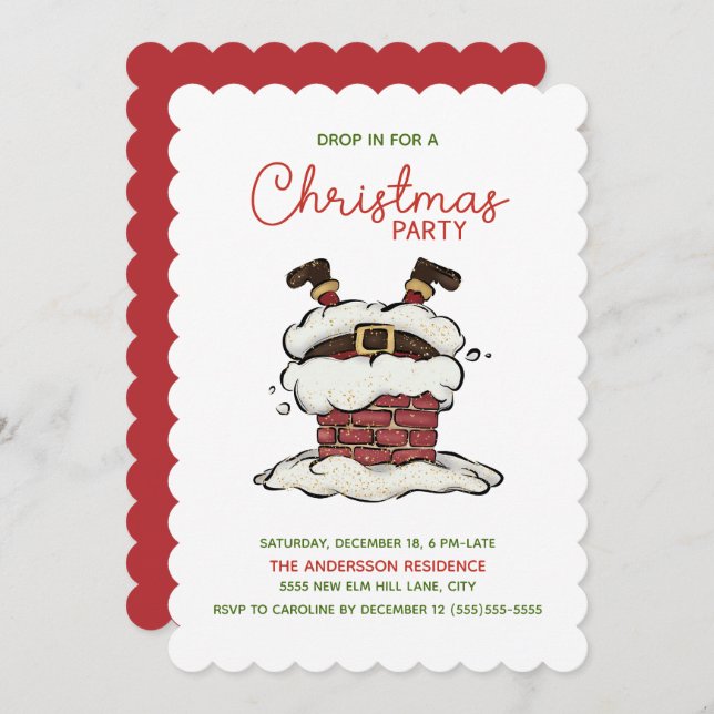 Funny Santa Christmas Party Invitation (Front/Back)