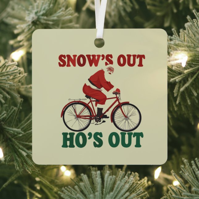 Funny Santa Christmas Santa's Out Ho's Out  Metal Tree Decoration (Insitu)