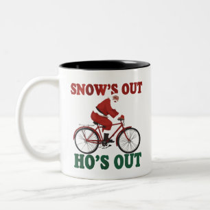 Funny Santa Christmas Santa's Out Ho's Out Two-Tone Coffee Mug