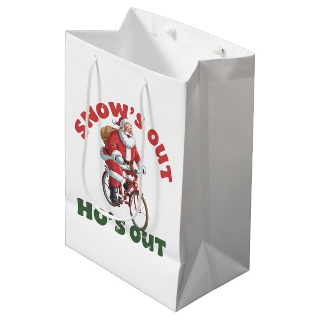 Funny Santa Christmas Snow's Out Ho's Out  Medium Gift Bag (Front Angled)