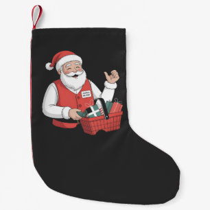 Funny Santa Christmas Store Cashier Worker Small Christmas Stocking