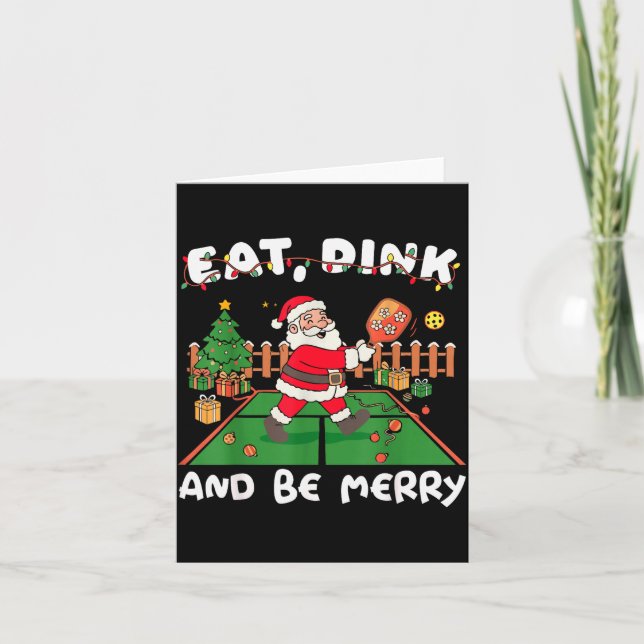 Funny Santa Ckleball Christmas Eat Dink And Be Mer Card (Front)