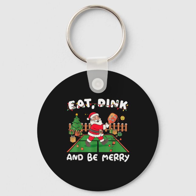 Funny Santa Ckleball Christmas Eat Dink And Be Mer Key Ring (Front)