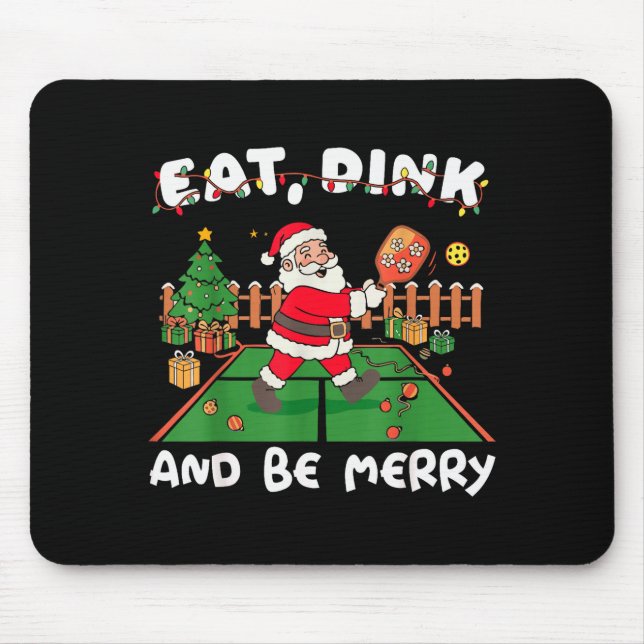 Funny Santa Ckleball Christmas Eat Dink And Be Mer Mouse Pad (Front)