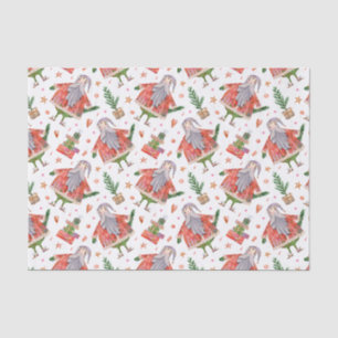 Funny Santa Claus and Christmas Trees Tissue Paper