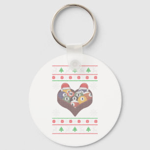 Funny Santa Claus Ball Pool Player Ugly Christmas Key Ring