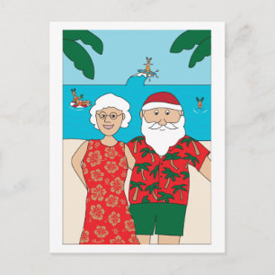 Funny Santa Claus Beach Christmas Holiday Postcard