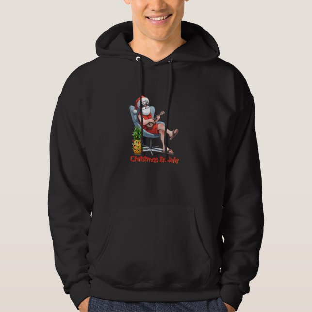 Funny Santa Claus Beach Christmas Lights Hoodie (Front)