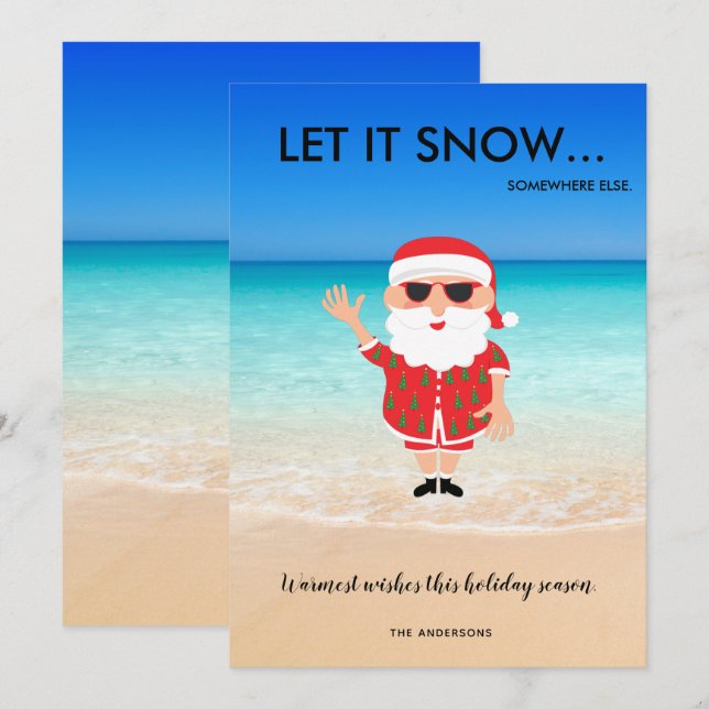 Funny Santa Claus Beach Tropical Florida Christmas Holiday Card (Front/Back)