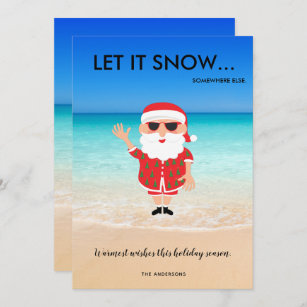 Funny Santa Claus Beach Tropical Florida Christmas Holiday Card
