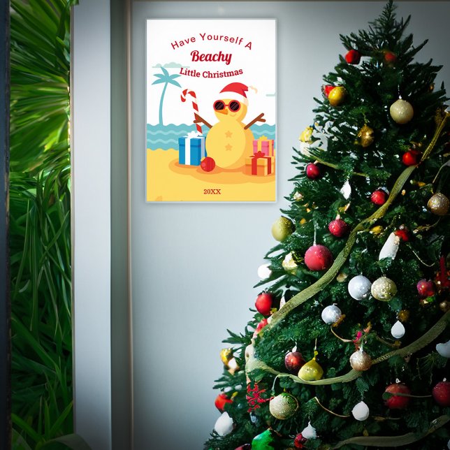 Funny Santa Claus Beachy Christmas Personalize Poster (Funny Santa Claus Holiday Christmas New Year Poster great to add interest to your holiday décor.)