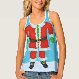 Funny Santa Claus Body Novelty Christmas Holiday Singlet