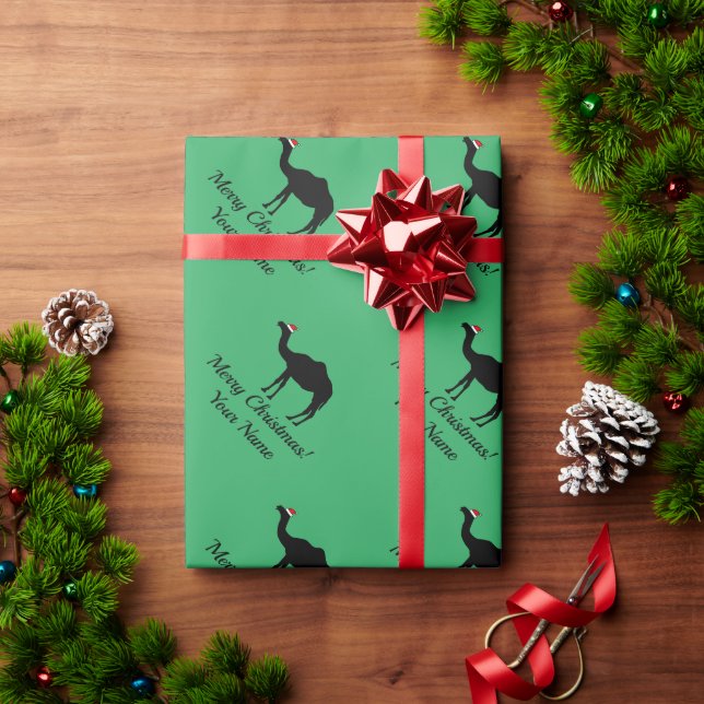 Funny Santa Claus camel custom green Christmas Wrapping Paper (Holiday Gift)