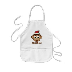 Funny Santa Claus chimp Christmas monkey custom Kids Apron
