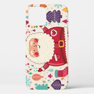 Funny Santa Claus Christmas Illustration iPhone 12 Case