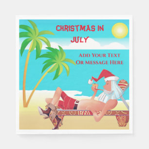 Funny Santa Claus Christmas In July Summer Party  Napkin