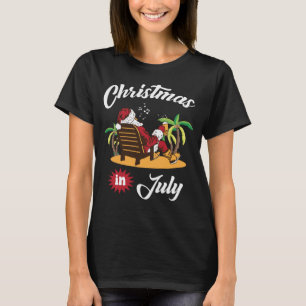 Funny Santa Claus Christmas in July Tropical T-Shirt