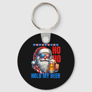 Funny Santa Claus Christmas July 4th Patriotic Hol Key Ring