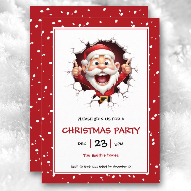Funny Santa Claus Christmas Party Invitation (Funny Santa Claus Christmas Party Invitation)