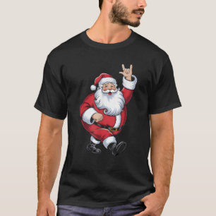 Funny Santa Claus Christmas Rock On Punny Rock N R T-Shirt