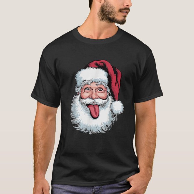 Funny Santa Claus Christmas sweater tongue stickin (Front)