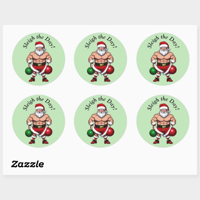 Funny Santa Claus Classic Round Sticker (Sheet)