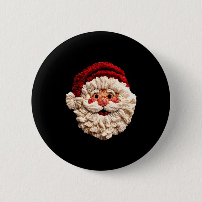 Funny Santa Claus Crochet Christmas Xmas Pajamas H 6 Cm Round Badge (Front)