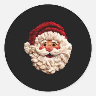 Funny Santa Claus Crochet Christmas Xmas Pajamas H Classic Round Sticker