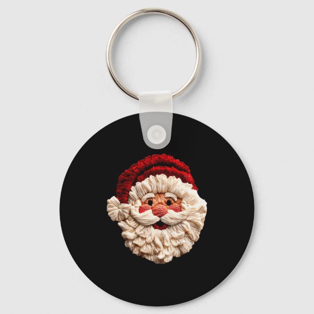 Funny Santa Claus Crochet Christmas Xmas Pajamas H Key Ring (Front)