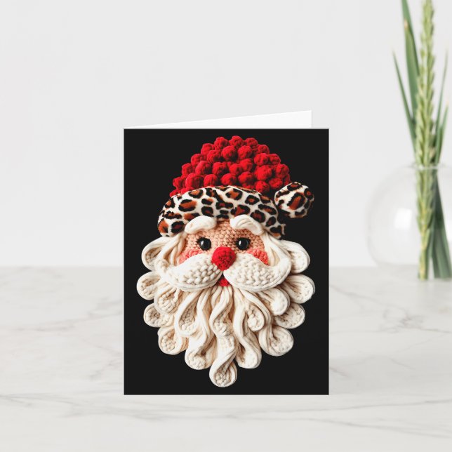 Funny Santa Claus Crochet Pajamas Holiday Xmas Chr Card (Front)