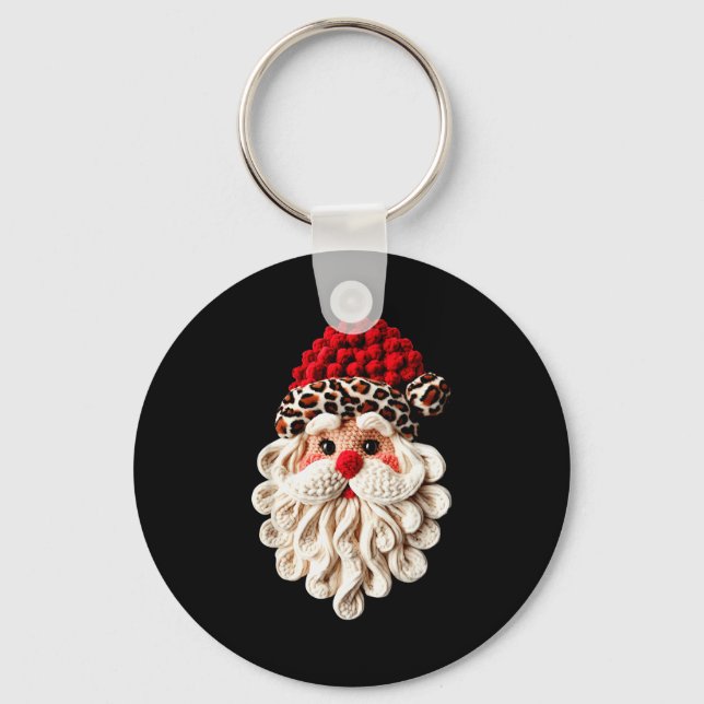 Funny Santa Claus Crochet Pajamas Holiday Xmas Chr Key Ring (Front)