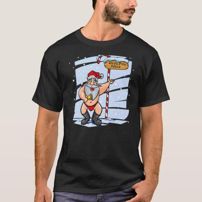 Funny Santa Claus Dancing Christmas Eve Xmas Premi T-Shirt (Front)