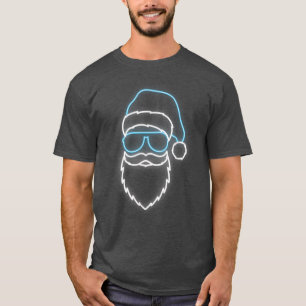 Funny Santa Claus Face Christmas Light Xmas Party  T-Shirt