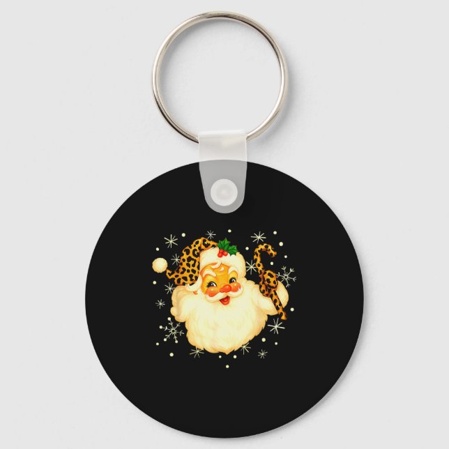 Funny Santa Claus Face Christmas Xmas Leopard Sant Key Ring (Front)