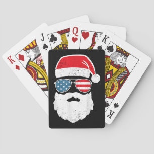 Funny Santa Claus Face Sunglasses Patriotic Americ Playing Cards