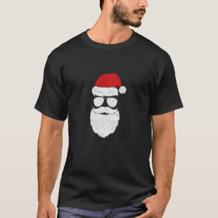 Funny Santa Claus Face Sunglasses with Hat Beard C T-Shirt