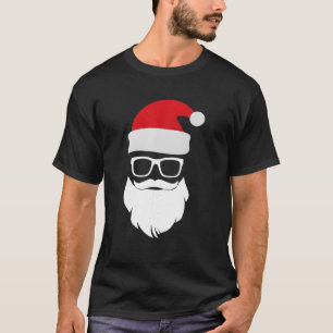Funny Santa Claus Face Sunglasses With Hat Beard C T-Shirt