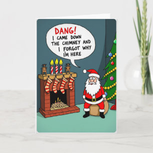 Funny Santa Claus Forgot His Purpose Christmas Card