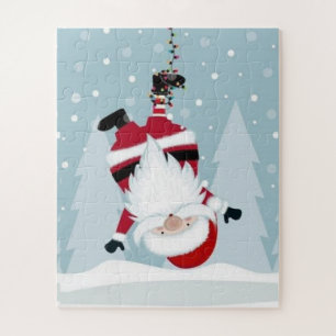Funny Santa Claus Hanging Upside Down Jigsaw Puzzle