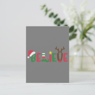Funny Santa Claus Hat Believe Snowflakes Christmas Postcard