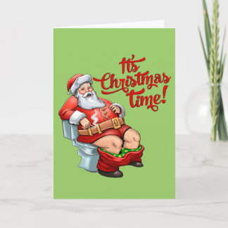 Funny Santa Claus Having a Rough Christmas Holiday Card