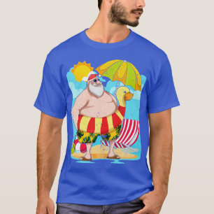 Funny Santa Claus Hawaiian Summer Tropical Christm T-Shirt