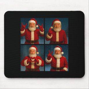 Funny Santa Claus Heart And Peace Sign Retro Chris Mouse Pad