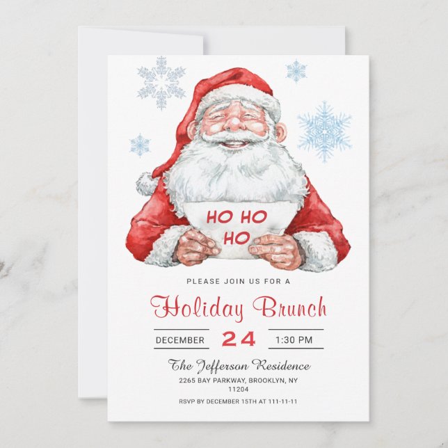 Funny Santa Claus Holiday Brunch Christmas Party Invitation (Front)