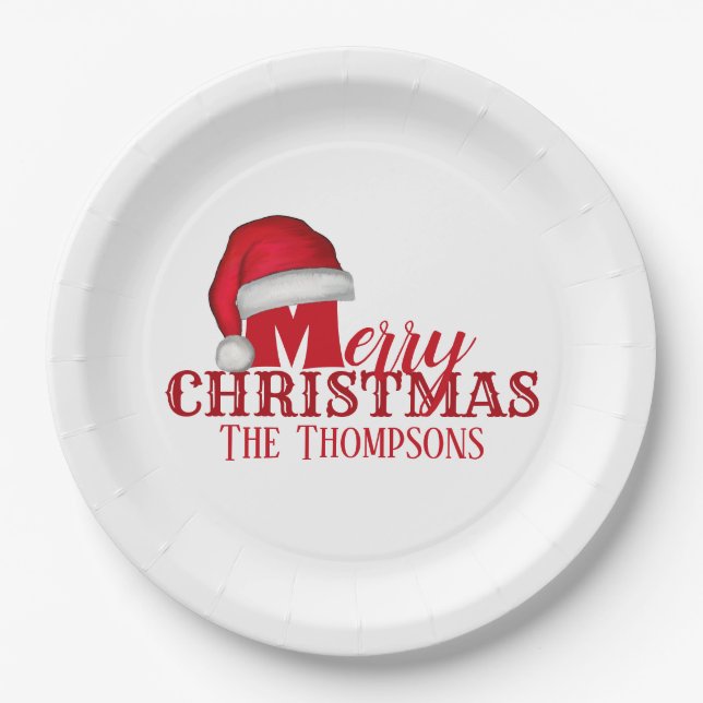 Funny Santa Claus Holiday Christmas Party Paper Plate (Front)