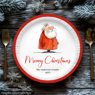 Funny Santa Claus Holiday Festive Paper Plates