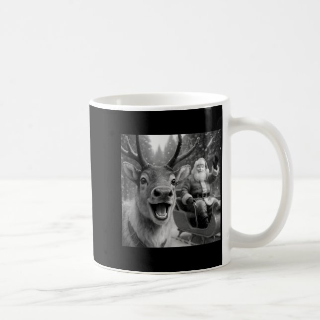 Funny Santa Claus In Sleigh With Reindeer Christma Coffee Mug (Right)