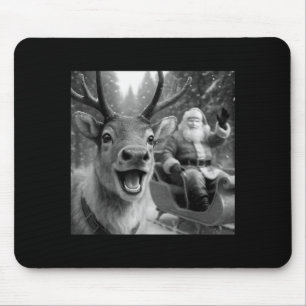 Funny Santa Claus In Sleigh With Reindeer Christma Mouse Pad